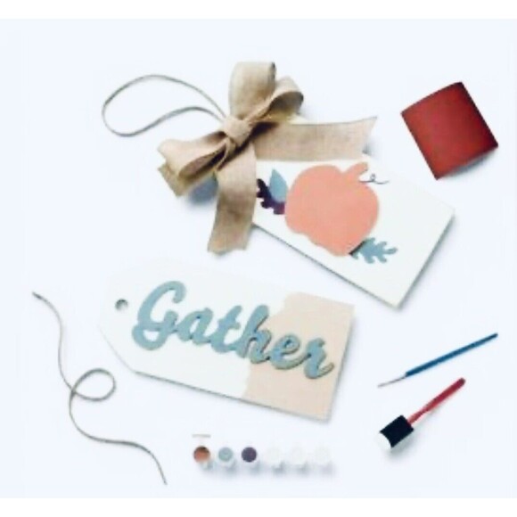 NEW 4 Paint Your Own Hanging Signs Gather Pumpkins Thanksgiving Paint Party Sets - Picture 3 of 5